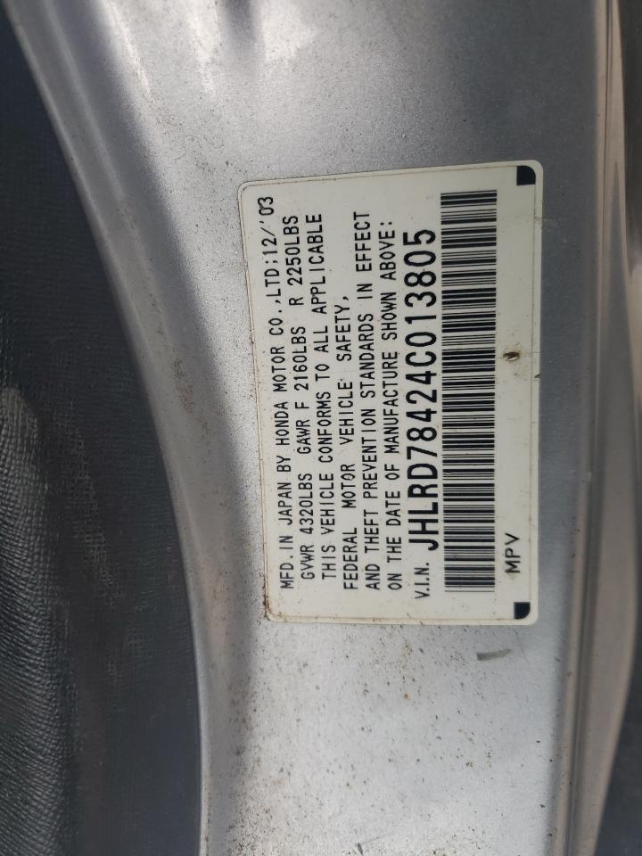 2004 Honda Cr-V Lx VIN: JHLRD78424C013805 Lot: 69052934