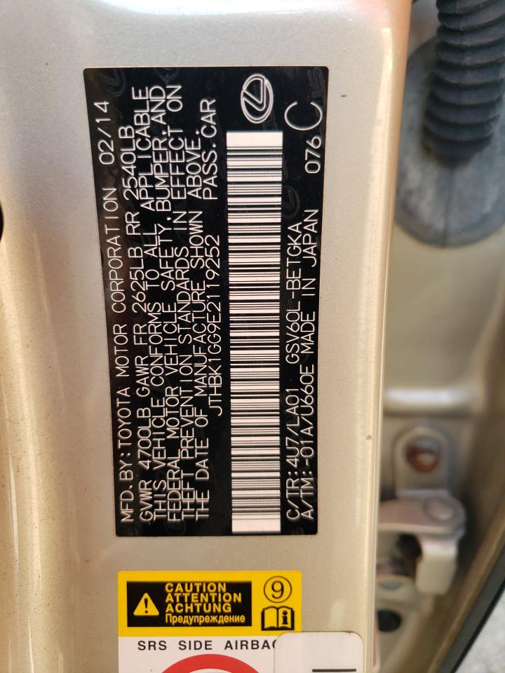 2014 Lexus Es 350 VIN: JTHBK1GG9E2119252 Lot: 66678944