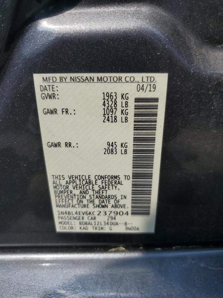 1N4BL4EV6KC237904 2019 Nissan Altima Sl