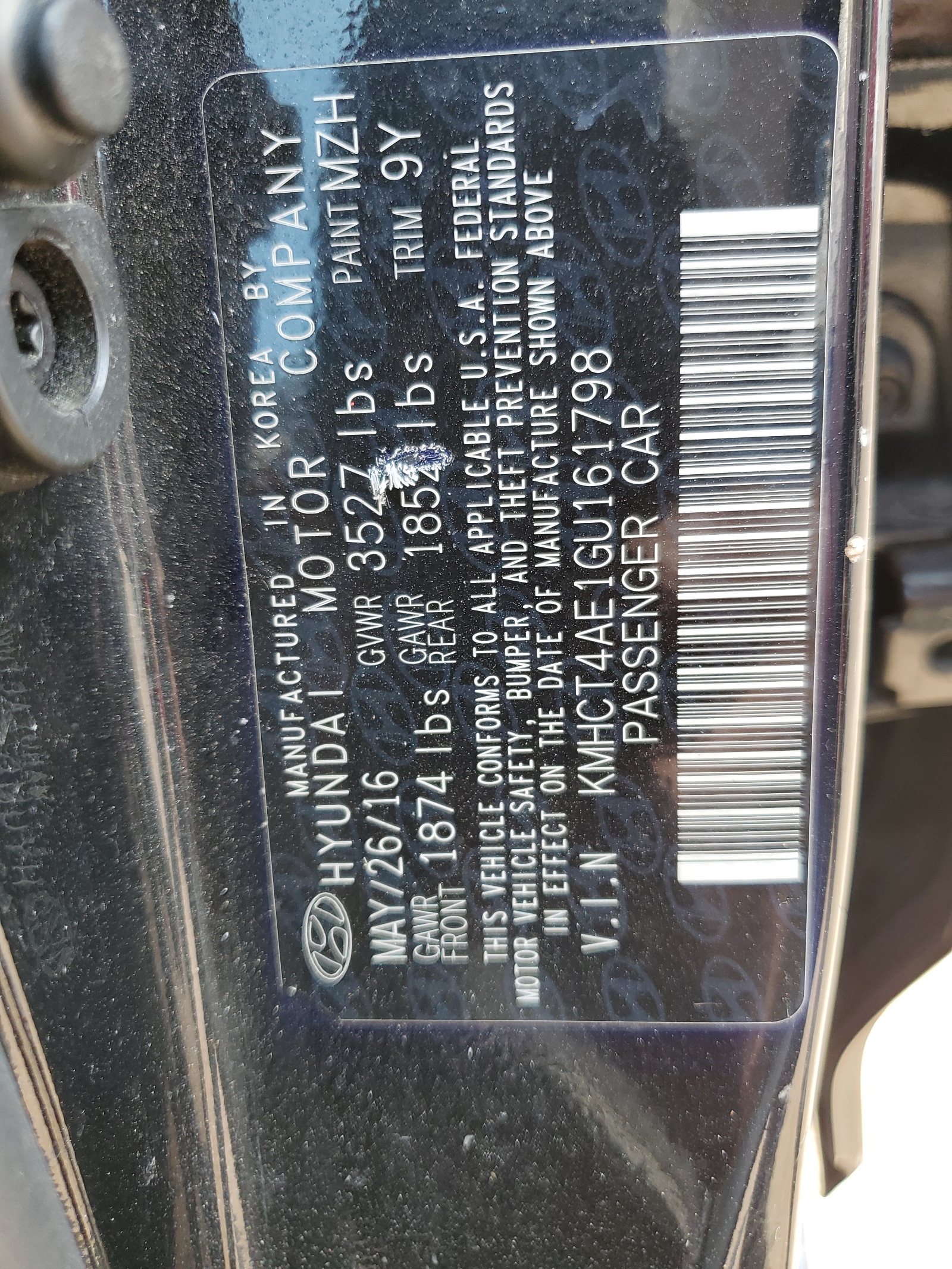 KMHCT4AE1GU161798 2016 Hyundai Accent Se