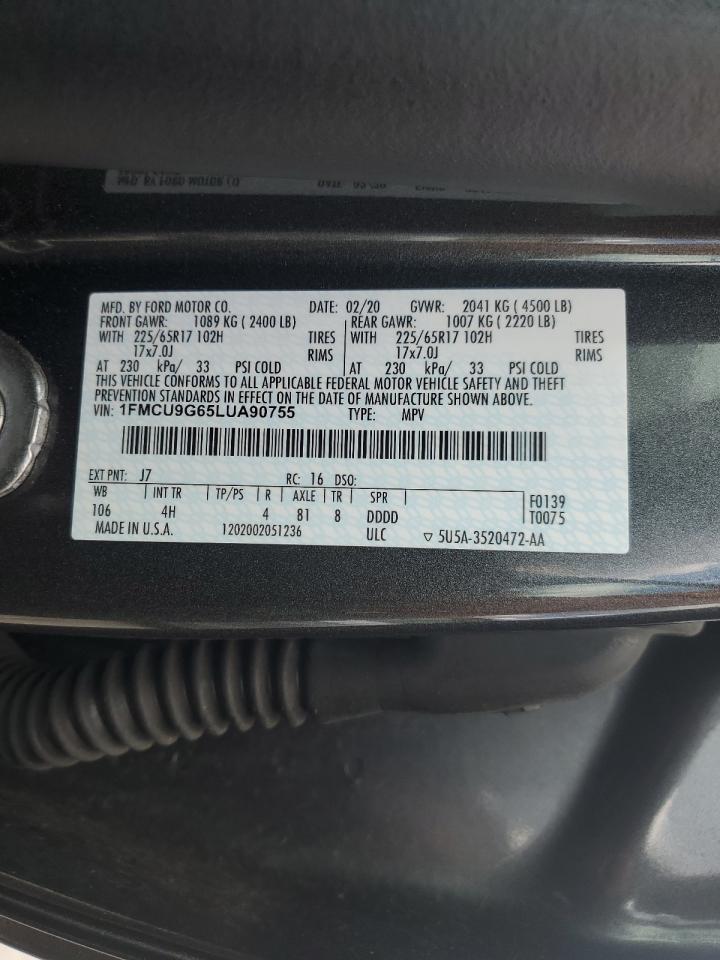 2020 Ford Escape Se VIN: 1FMCU9G65LUA90755 Lot: 66482064