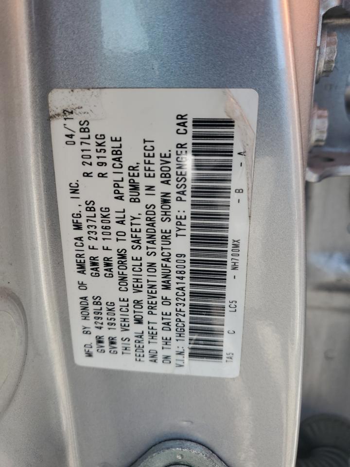 1HGCP2F32CA148009 2012 Honda Accord Lx