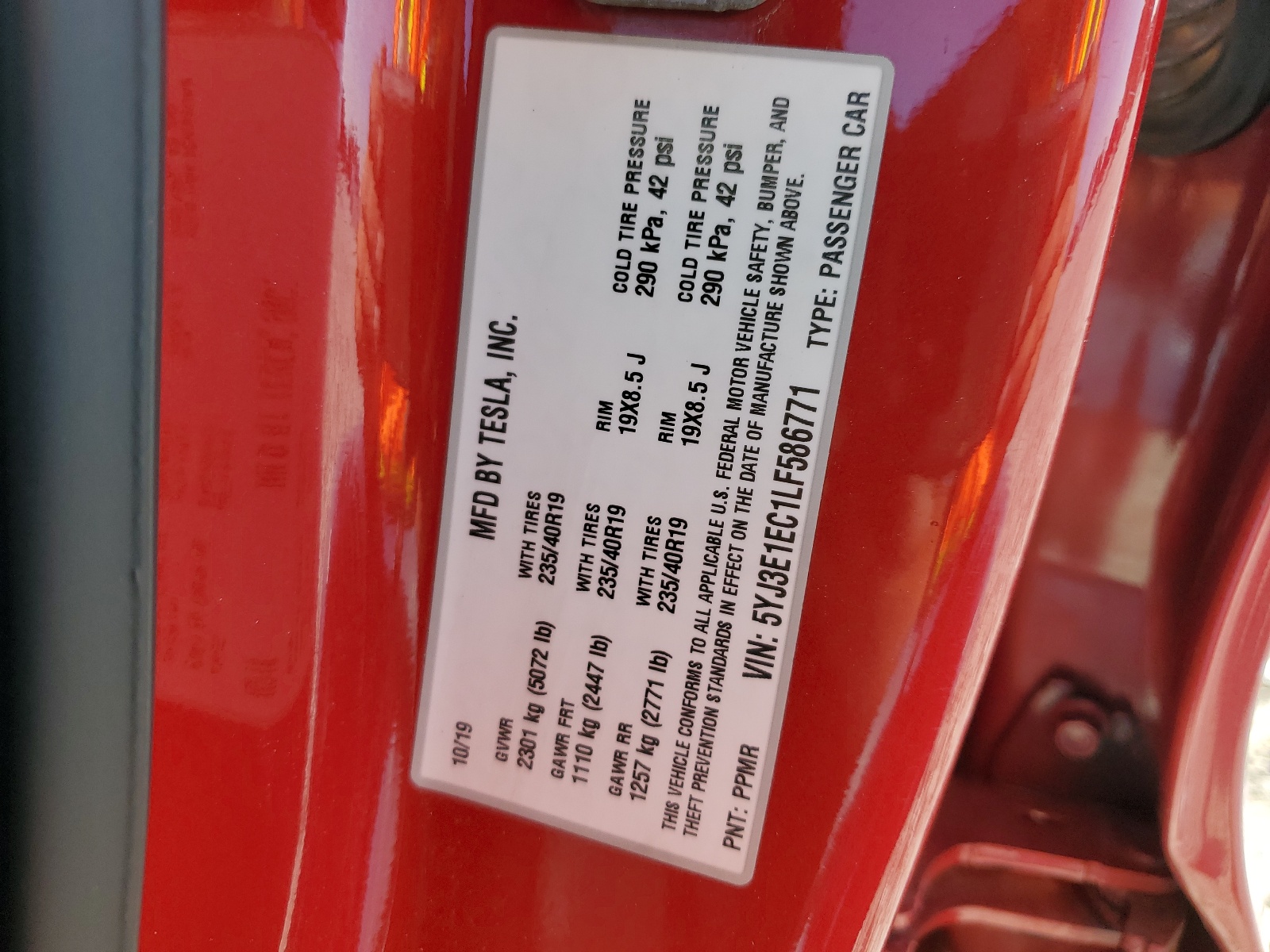 5YJ3E1EC1LF586771 2020 Tesla Model 3