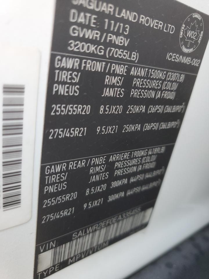 2014 Land Rover Range Rover Sport Sc VIN: SALWR2EF0EA335455 Lot: 66800204