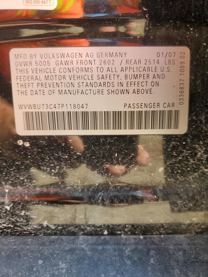 2007 Volkswagen Passat 3.6L 4Motion VIN: WVWBU73C47P118047 Lot: 67056904