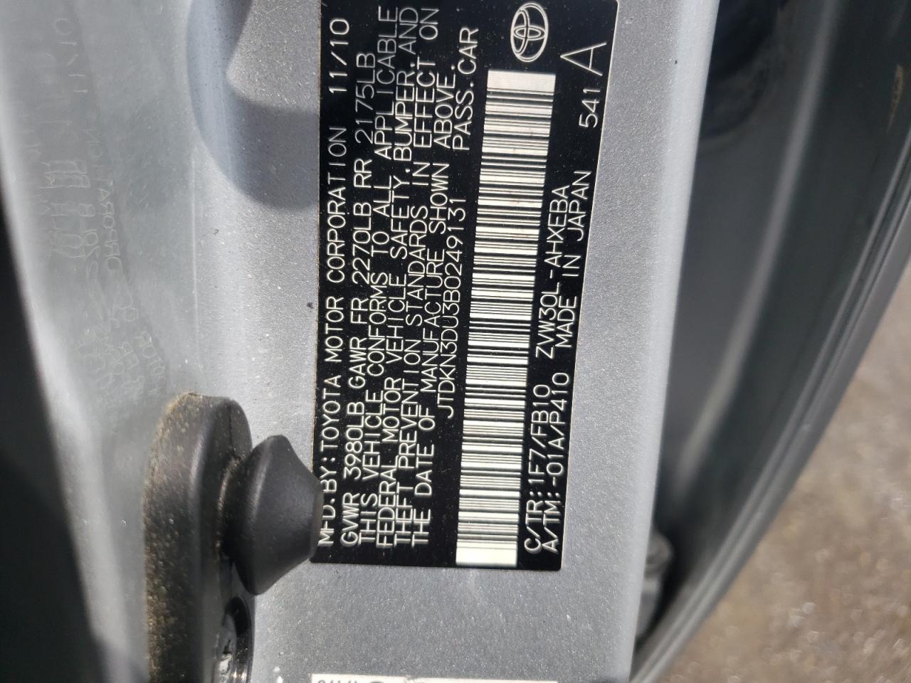 JTDKN3DU3B0249131 2011 Toyota Prius