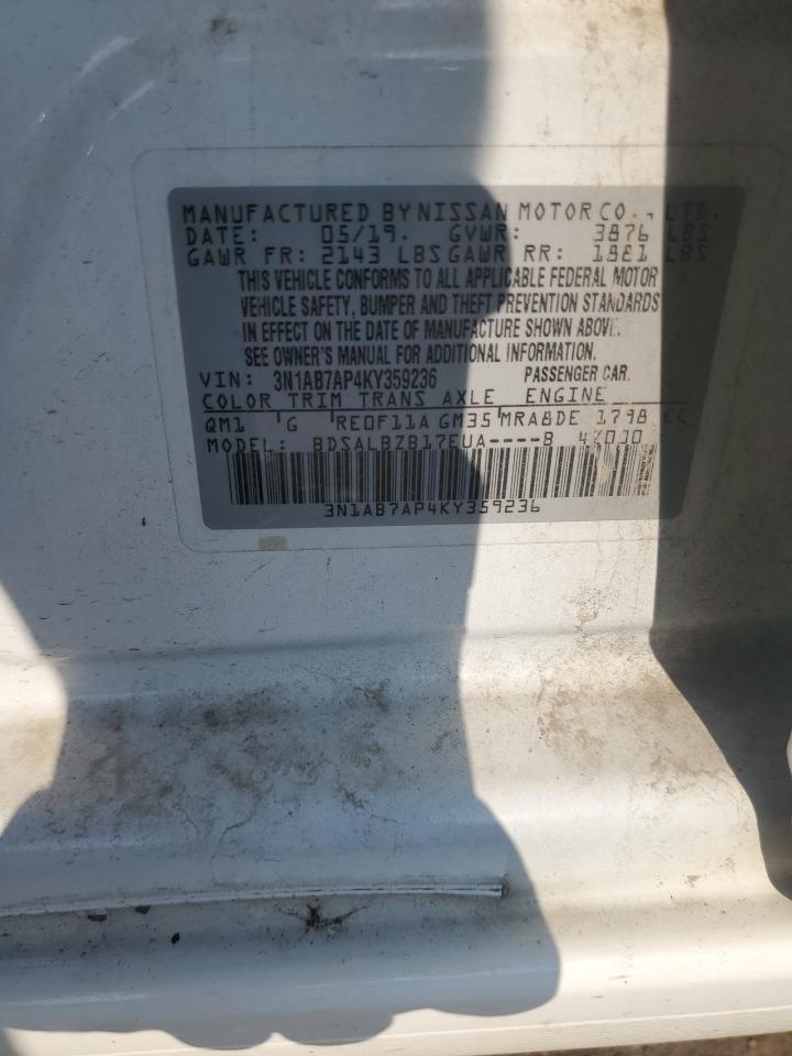 3N1AB7AP4KY359236 2019 Nissan Sentra S