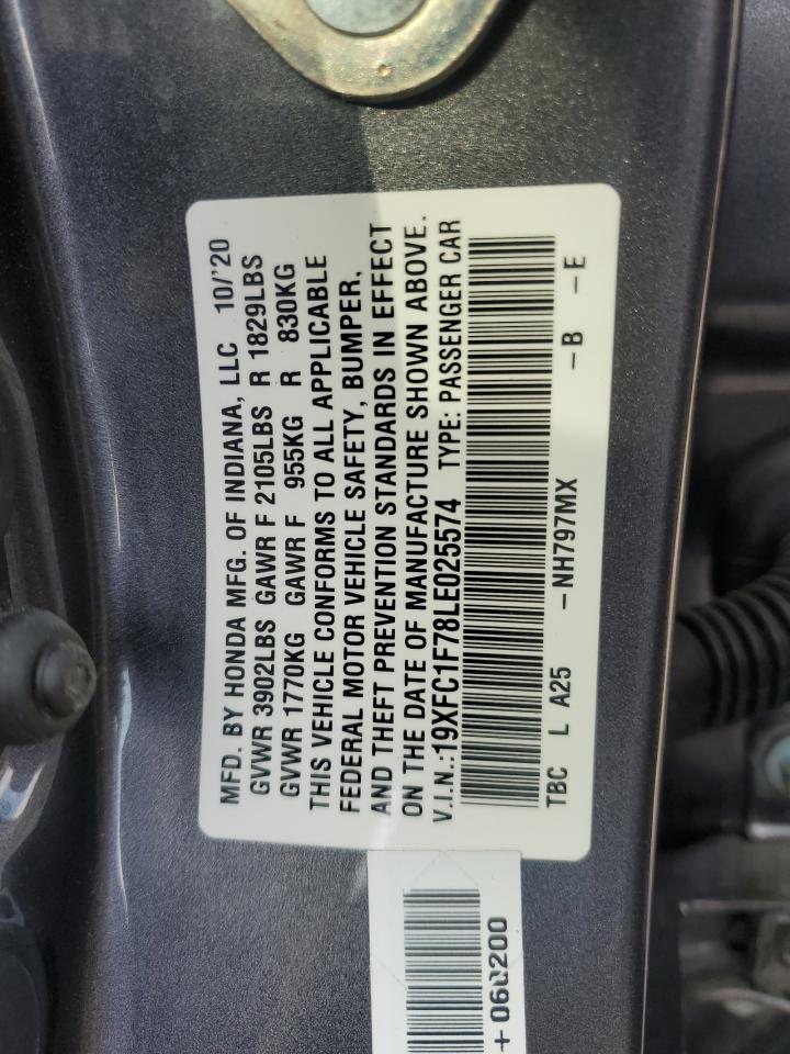 19XFC1F78LE025574 2020 Honda Civic Exl