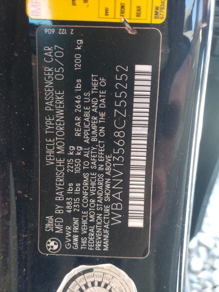 2008 BMW 528 Xi VIN: WBANV13568CZ55252 Lot: 68471754