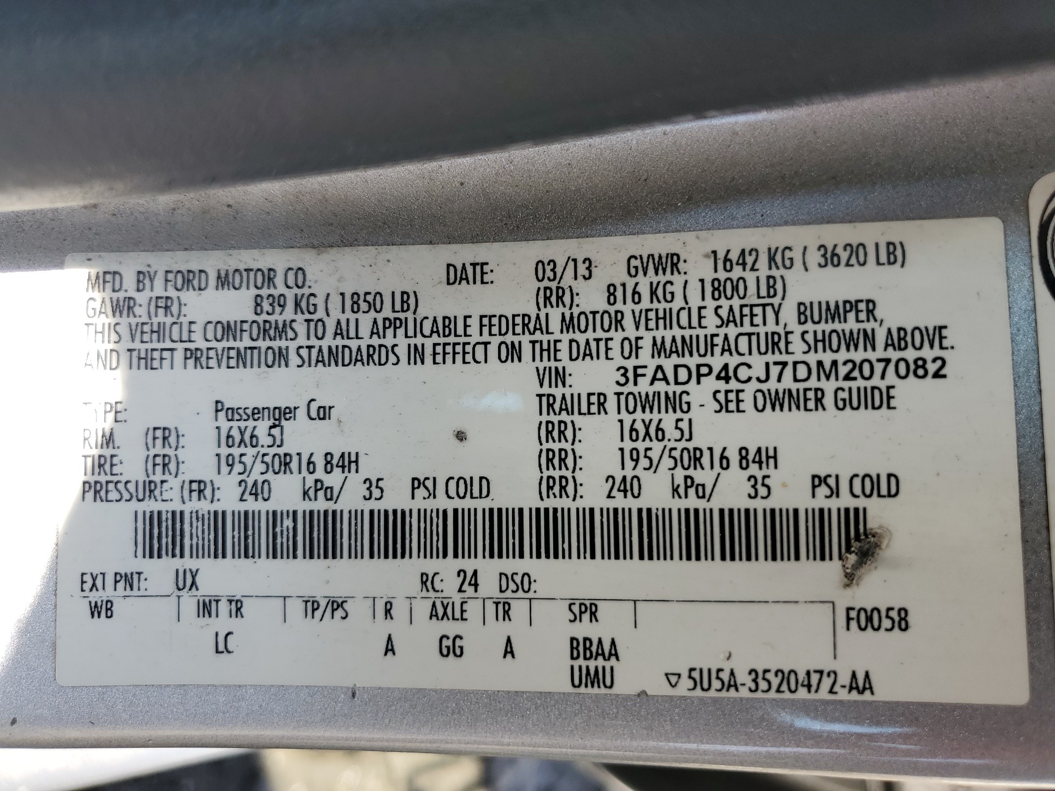 3FADP4CJ7DM207082 2013 Ford Fiesta Titanium