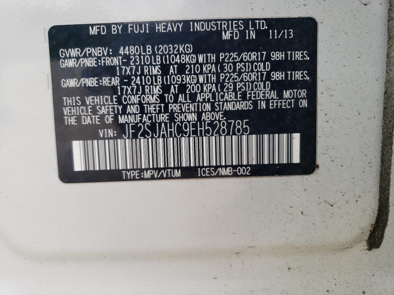 2014 Subaru Forester 2.5I Limited VIN: JF2SJAHC9EH528785 Lot: 66666964