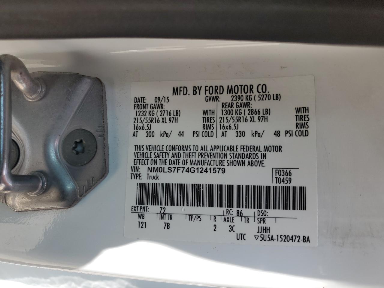 NM0LS7F74G1241579 2016 Ford Transit Connect Xlt