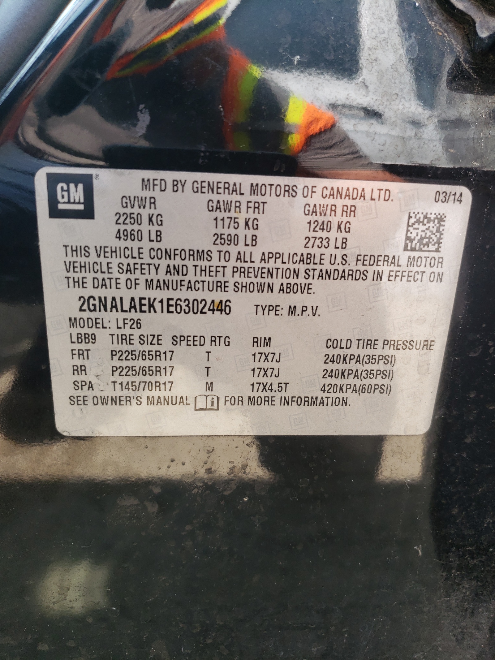 2GNALAEK1E6302446 2014 Chevrolet Equinox Ls