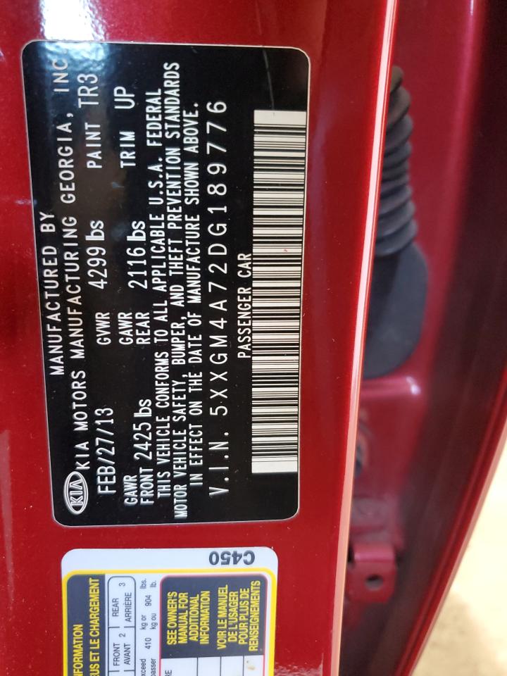 2013 Kia Optima Lx VIN: 5XXGM4A72DG189776 Lot: 66426854