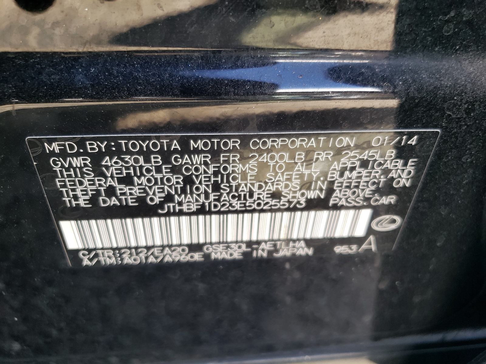 JTHBF1D23E5025573 2014 Lexus Is 250