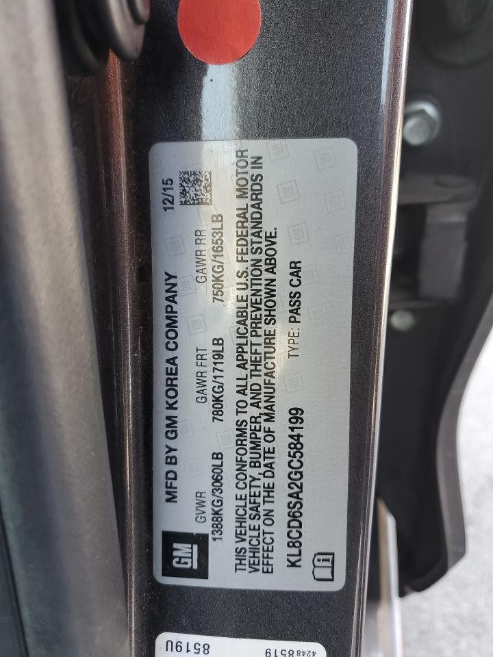 2016 Chevrolet Spark 1Lt VIN: KL8CD6SA2GC584199 Lot: 68528274