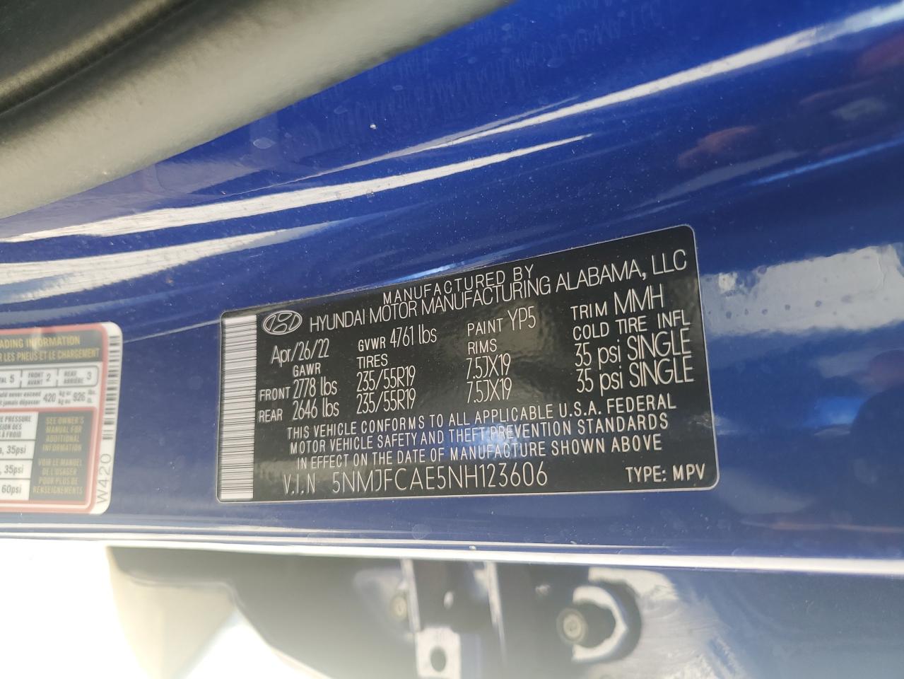 2022 Hyundai Tucson Sel VIN: 5NMJFCAE5NH123606 Lot: 68535084