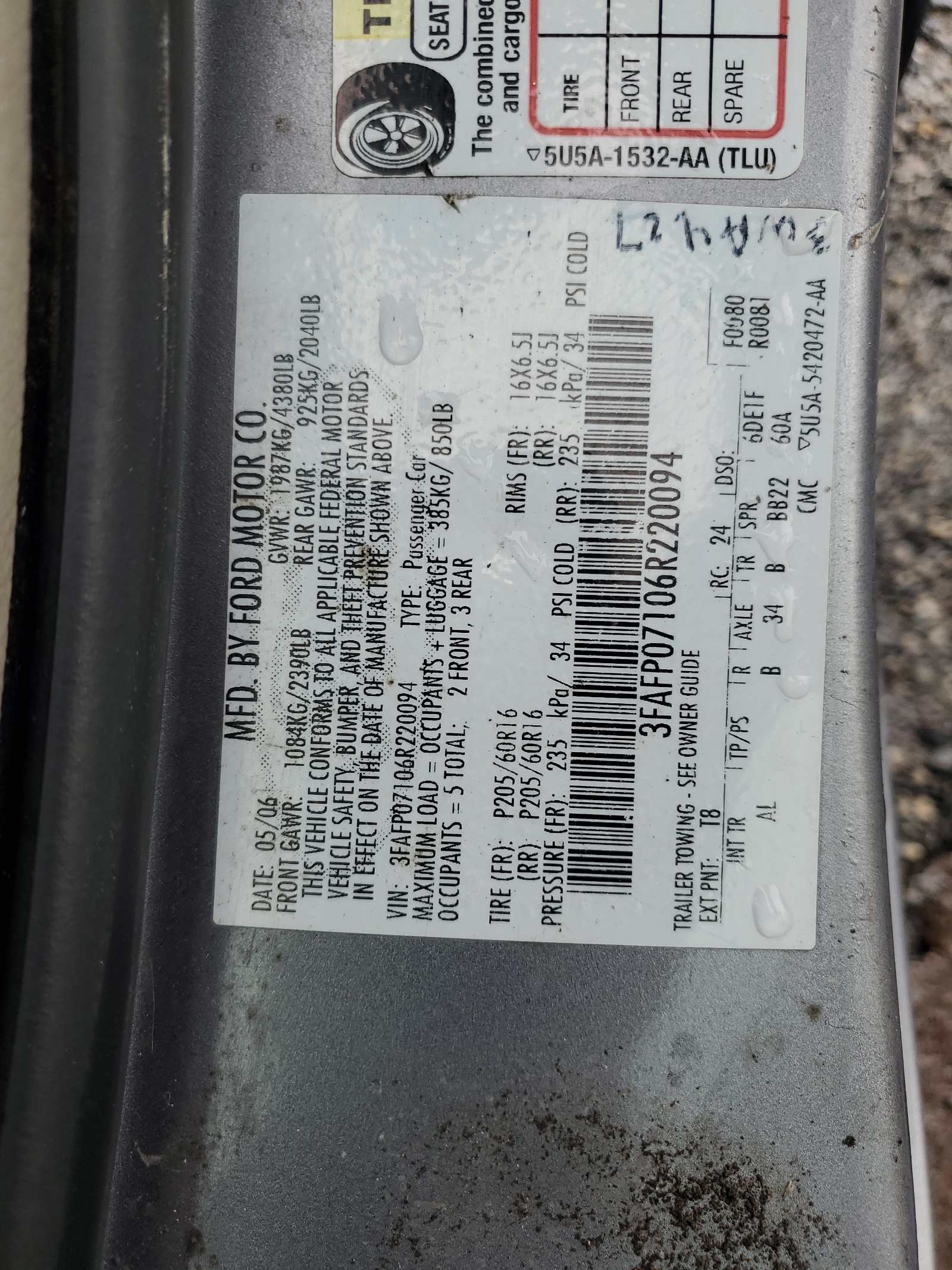 3FAFP07106R220094 2006 Ford Fusion Se