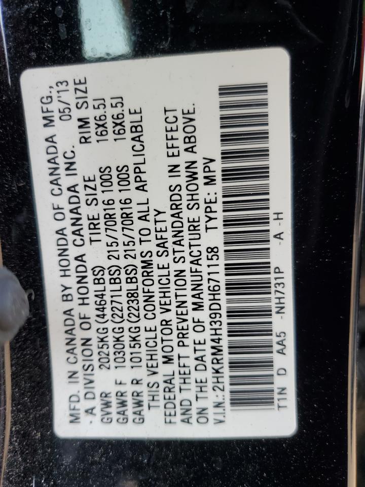 2013 Honda Cr-V Lx VIN: 2HKRM4H39DH671158 Lot: 67306124