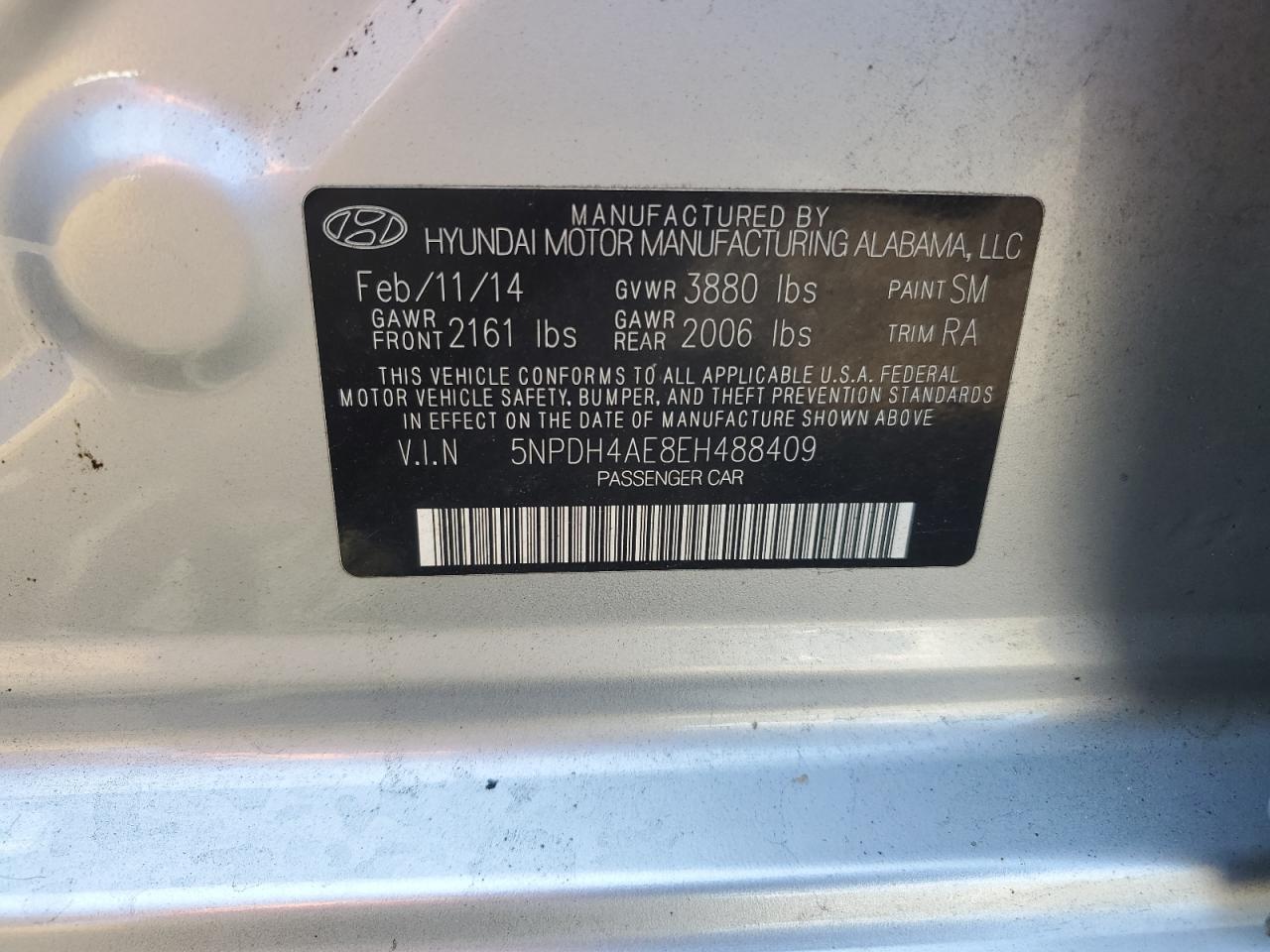 5NPDH4AE8EH488409 2014 Hyundai Elantra Se