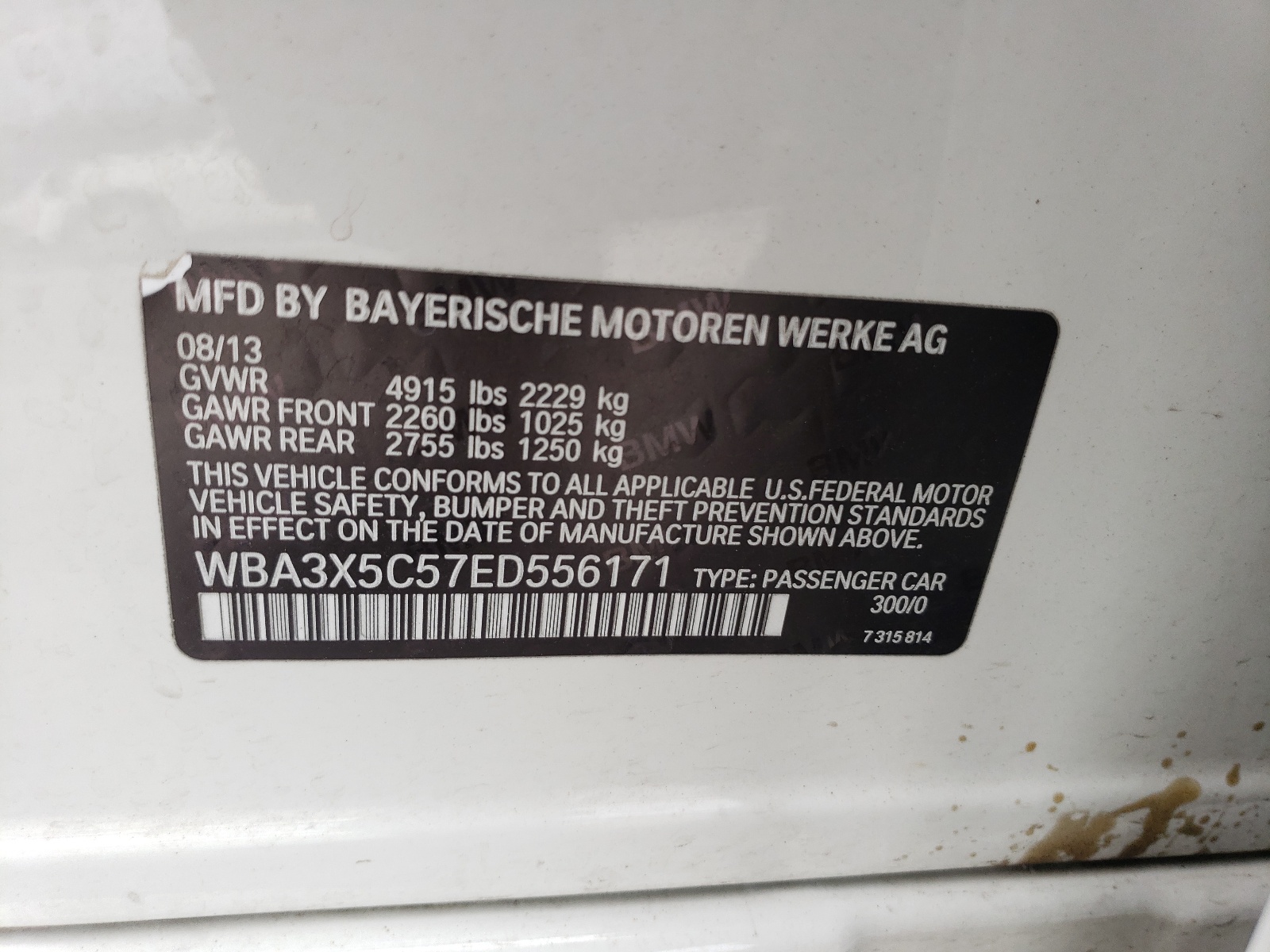 WBA3X5C57ED556171 2014 BMW 328 Xigt