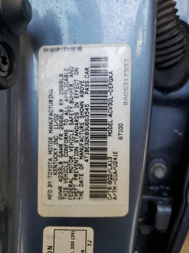 4T1BE32K83U663545 2003 Toyota Camry Le