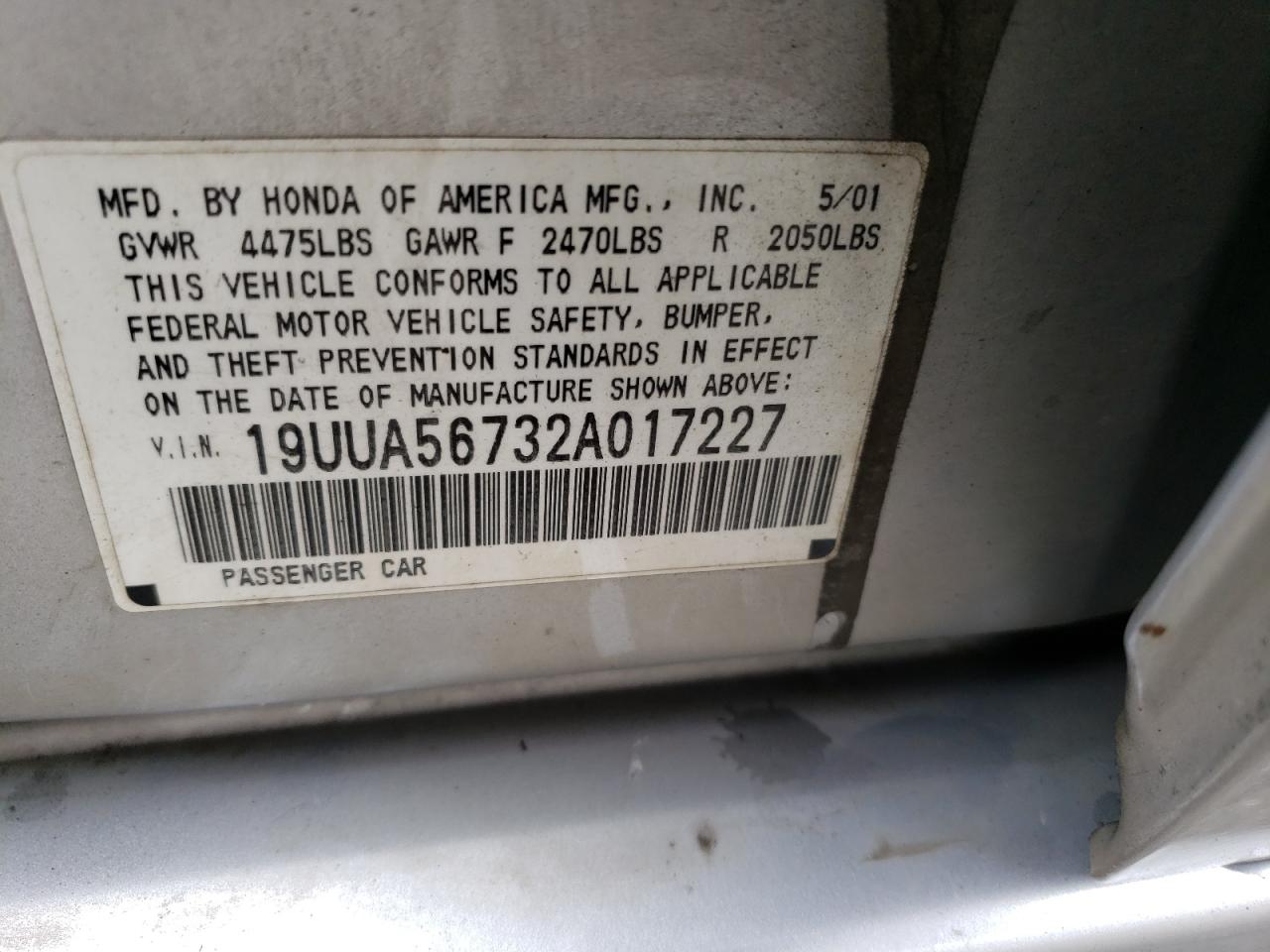 19UUA56732A017227 2002 Acura 3.2Tl