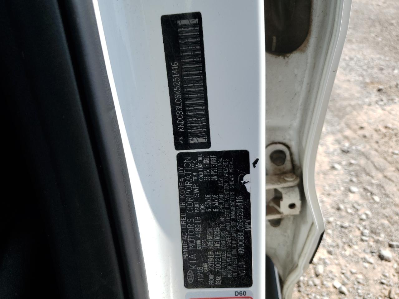 KNDCB3LC6K5251416 2019 Kia Niro Fe KNDCB3LC6K5251416 2019 Kia Niro Fe