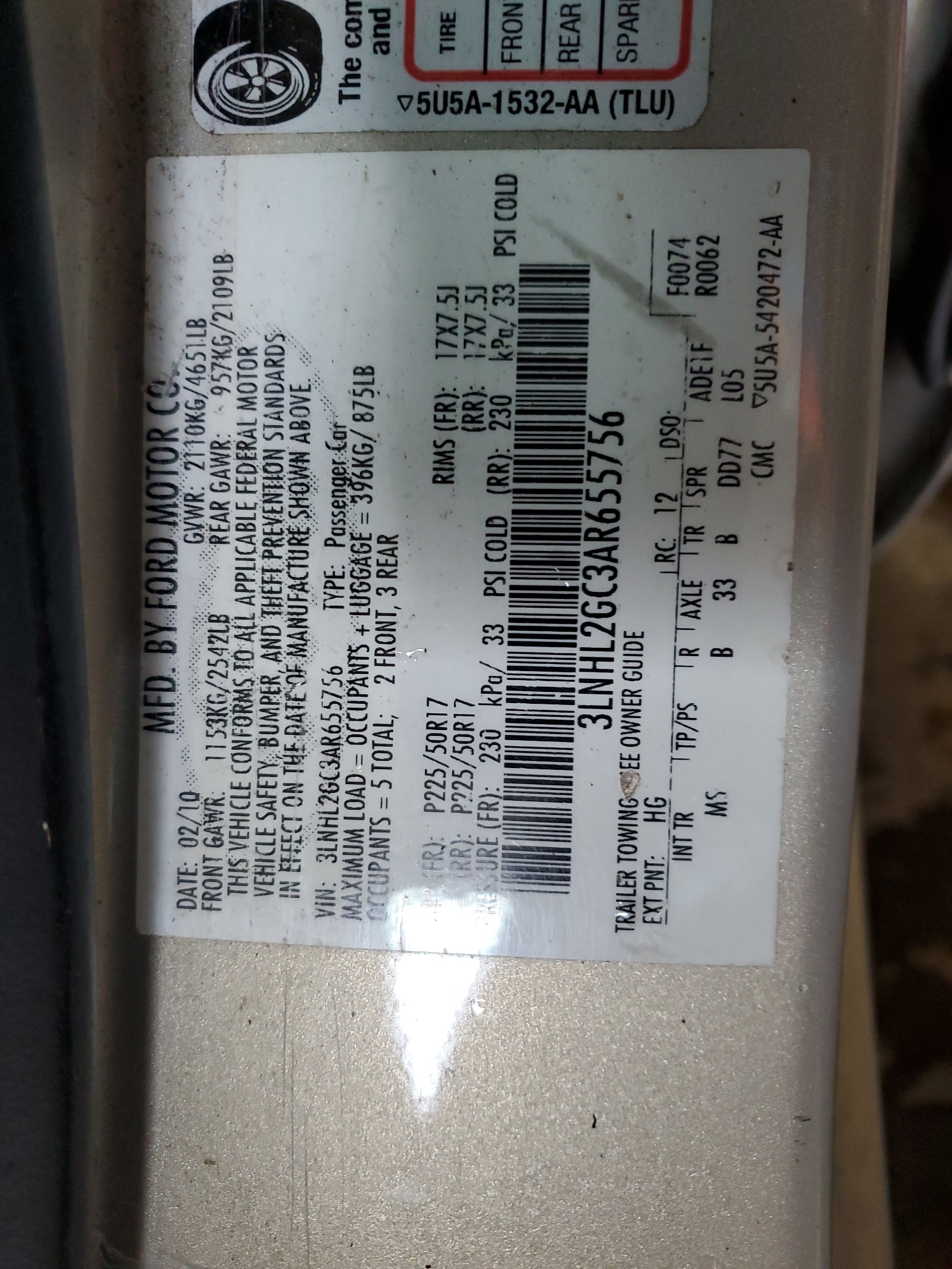 3LNHL2GC3AR655756 2010 Lincoln Mkz