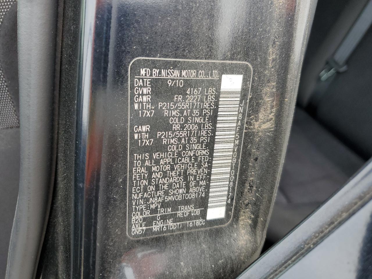 2011 Nissan Juke S VIN: JN8AF5MV0BT008174 Lot: 66191594