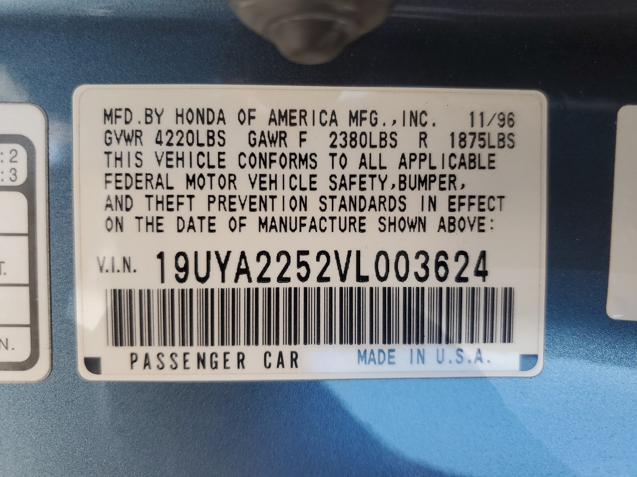 19UYA2252VL003624 1997 Acura 3.0Cl