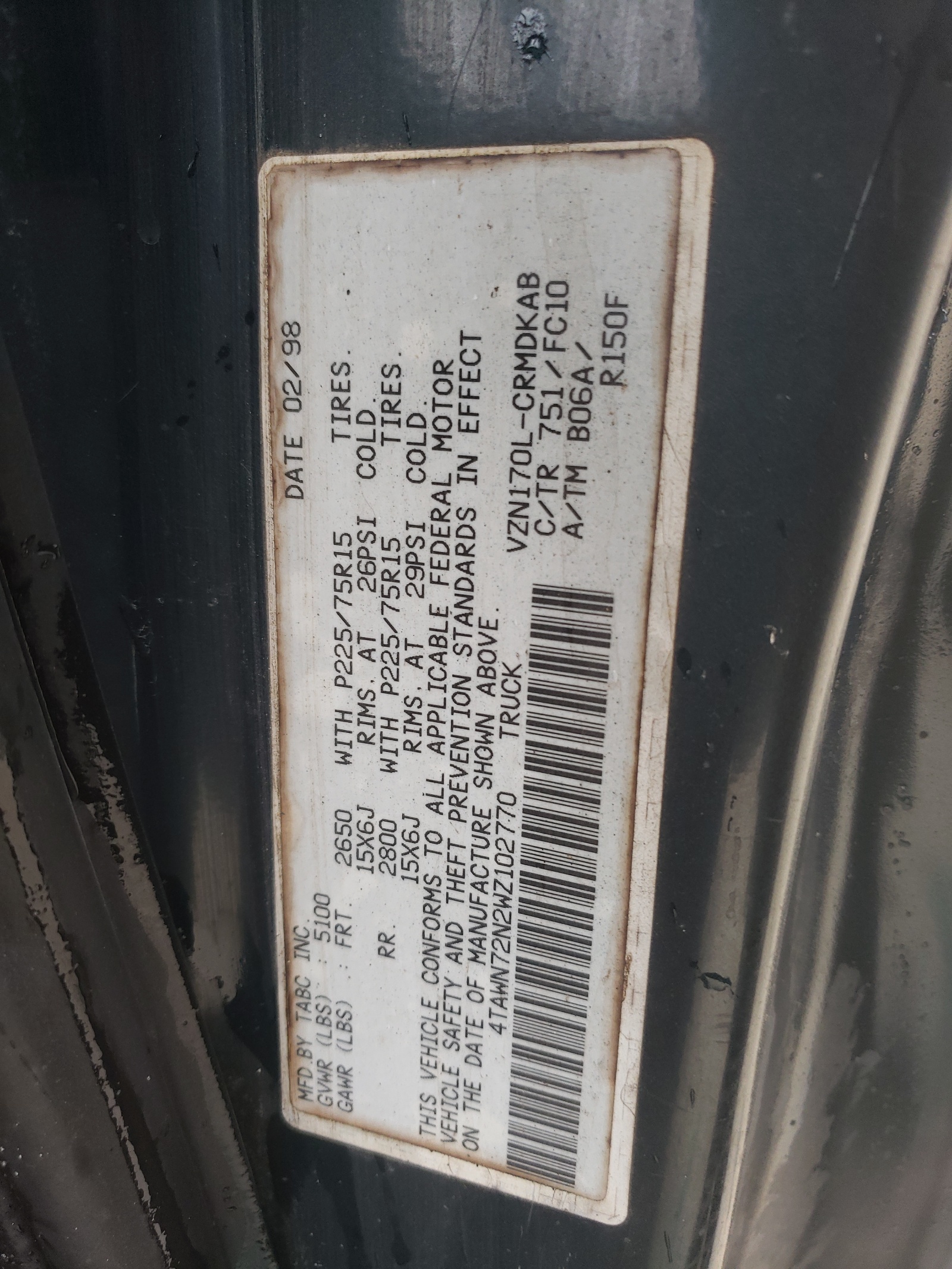 4TAWN72N2WZ102770 1998 Toyota Tacoma Xtracab