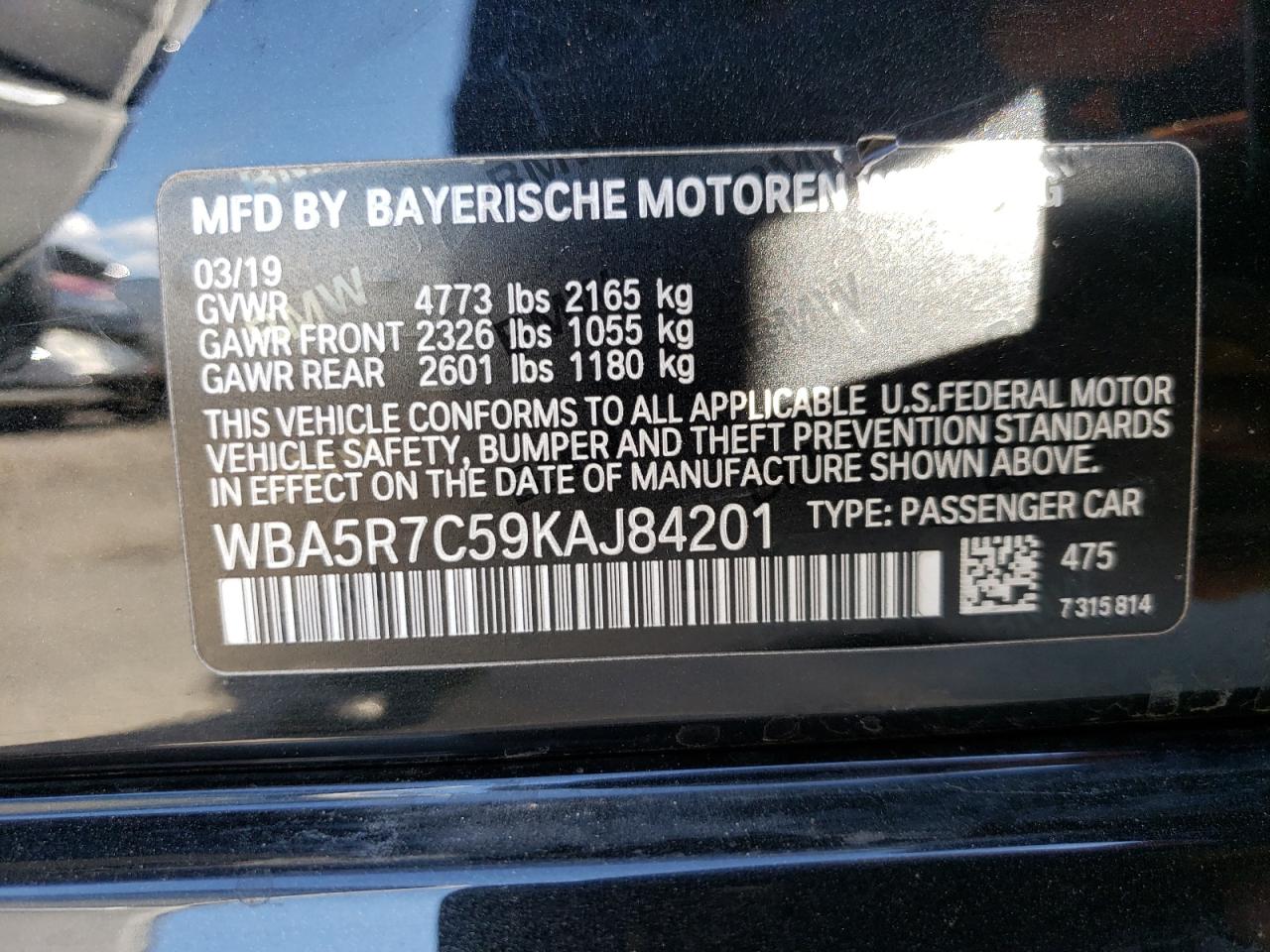 WBA5R7C59KAJ84201 2019 BMW 330Xi