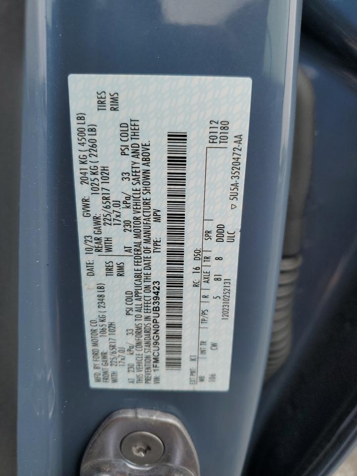 2023 Ford Escape Active VIN: 1FMCU9GN0PUB39423 Lot: 66645844