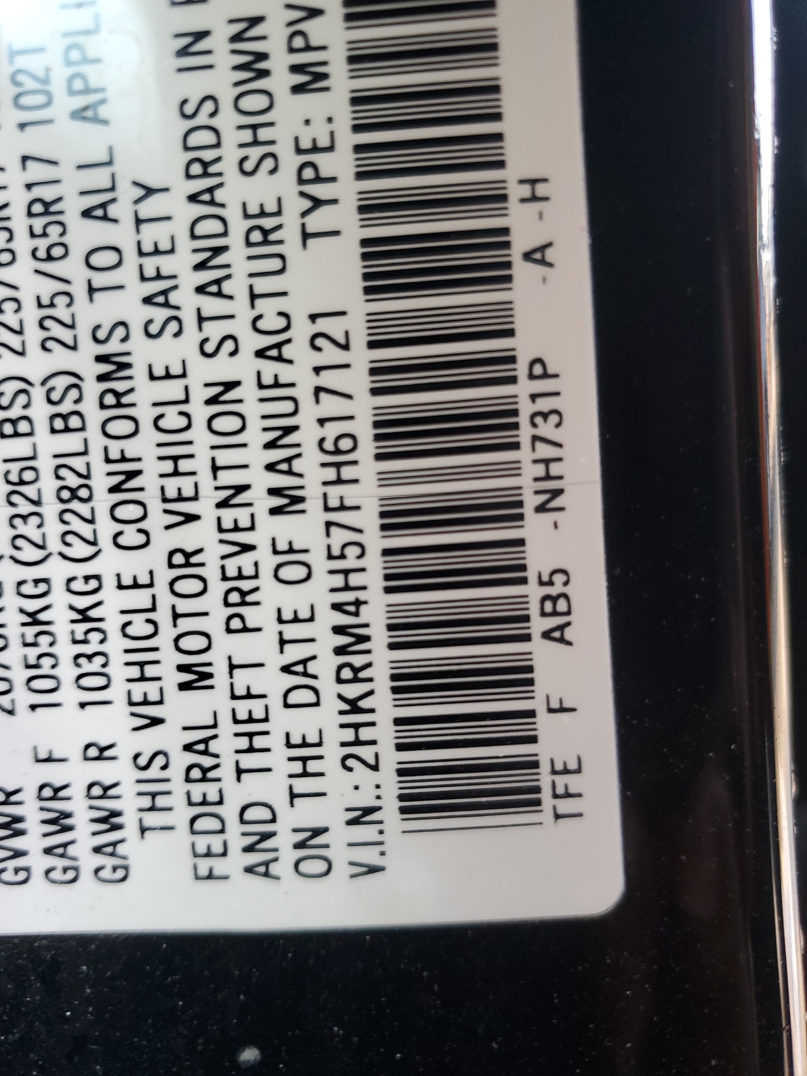 2HKRM4H57FH617121 2015 Honda Cr-V Ex