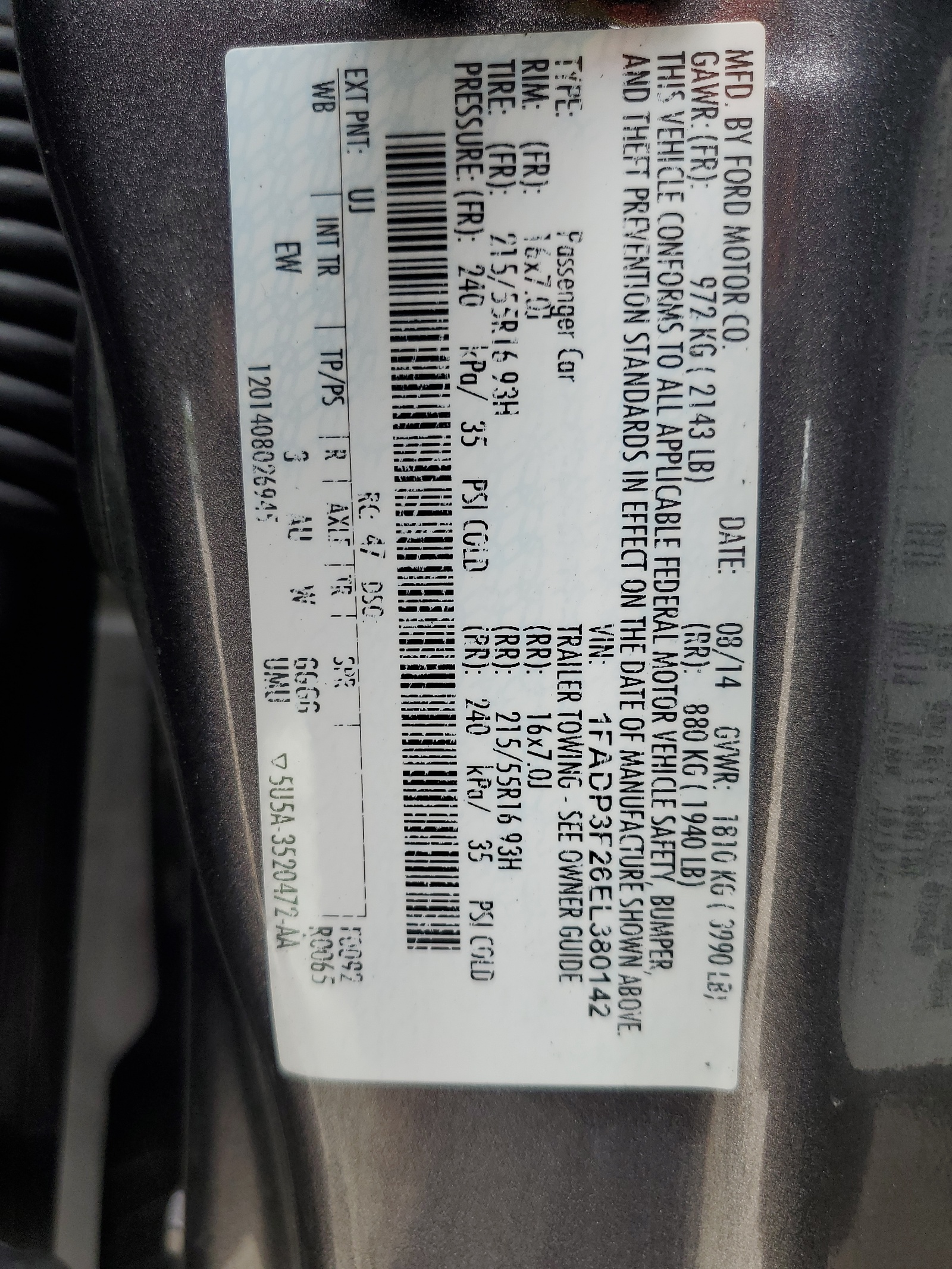 1FADP3F26EL380142 2014 Ford Focus Se