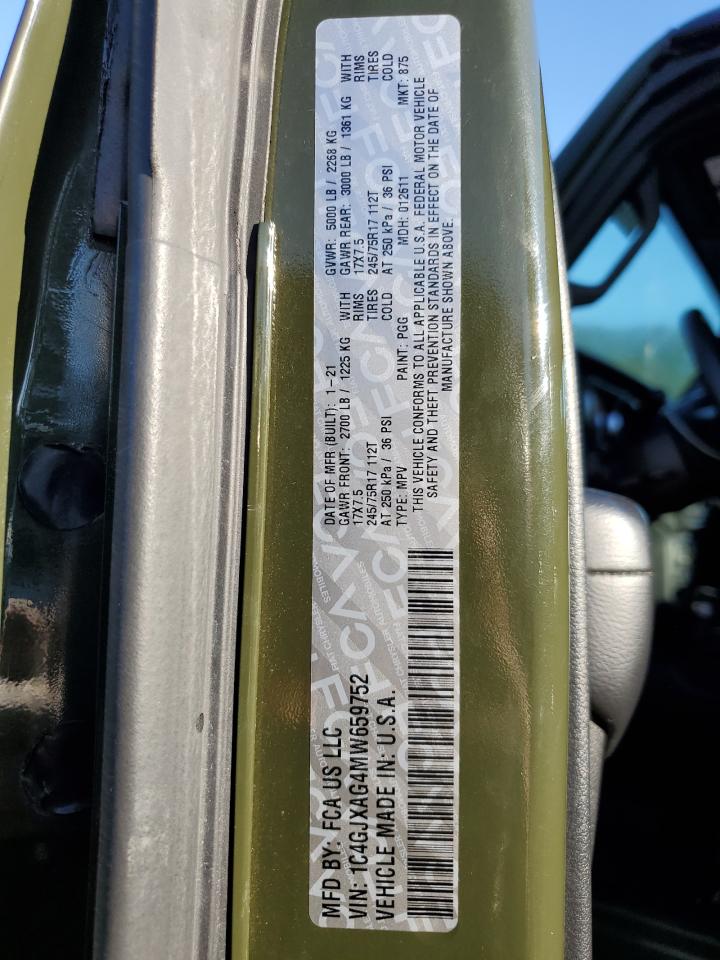 2021 Jeep Wrangler Sport VIN: 1C4GJXAG4MW659752 Lot: 67297884