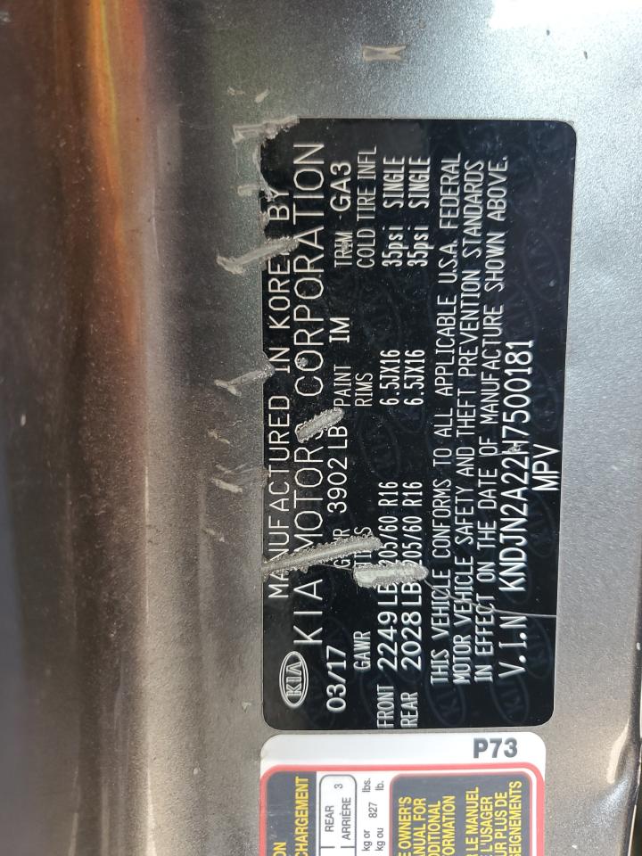 2017 Kia Soul VIN: KNDJN2A22H7500181 Lot: 65686664