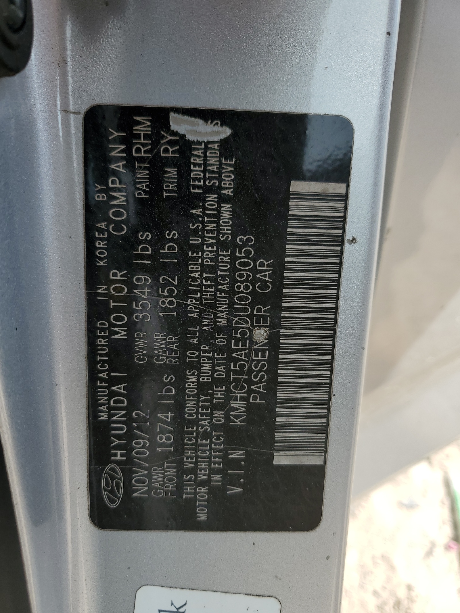 KMHCT5AE5DU089053 2013 Hyundai Accent Gls