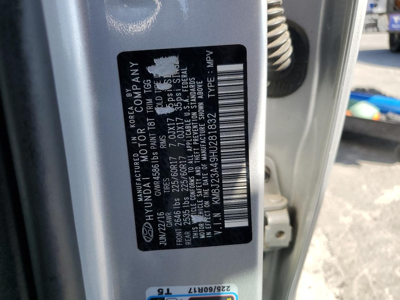 2017 Hyundai Tucson Se VIN: KM8J23A49HU281832 Lot: 67120934