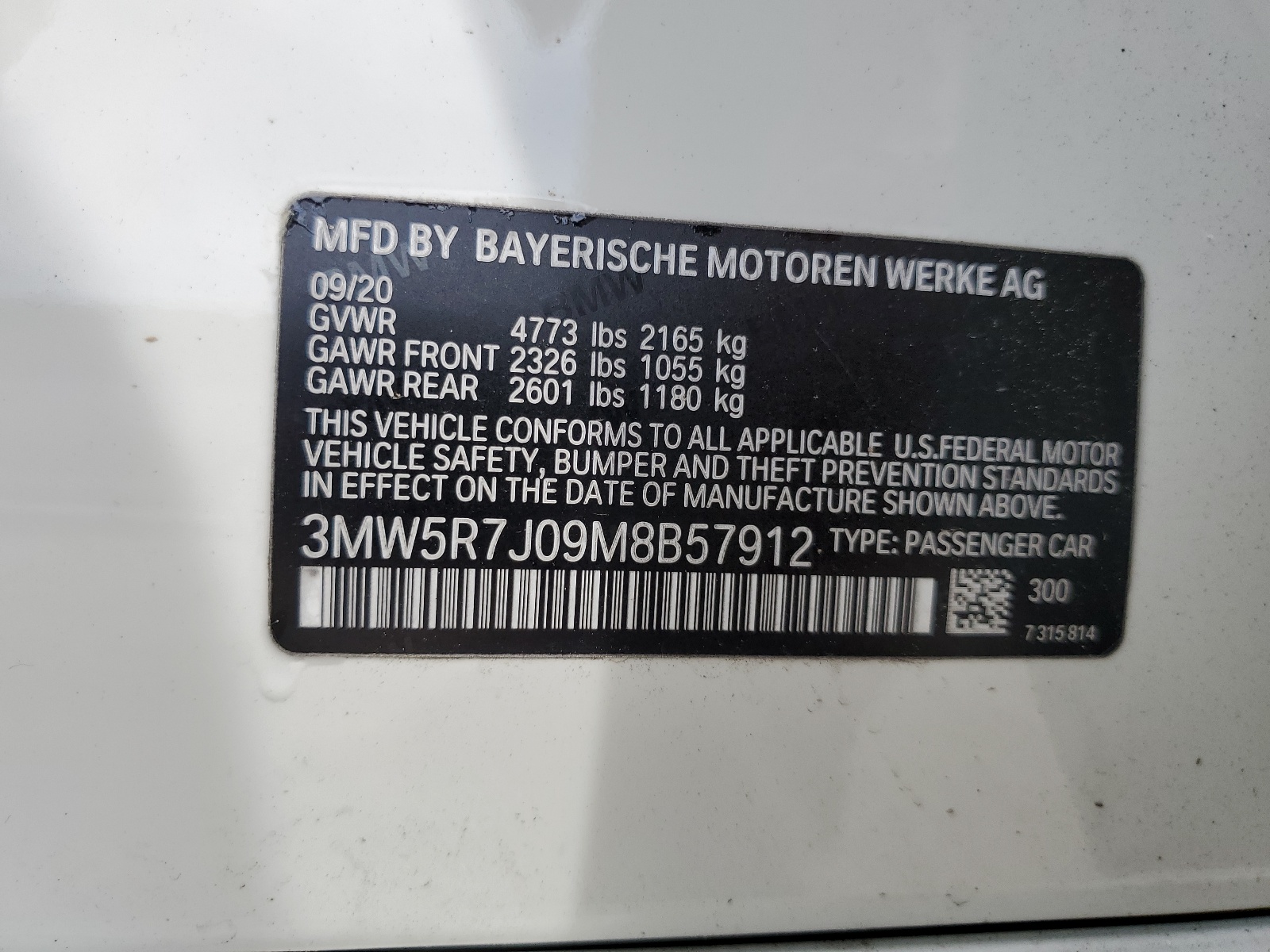 3MW5R7J09M8B57912 2021 BMW 330Xi