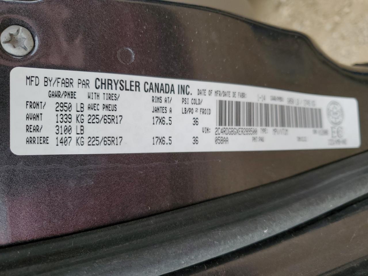 2C4RDGBGXER289500 2014 Dodge Grand Caravan Se