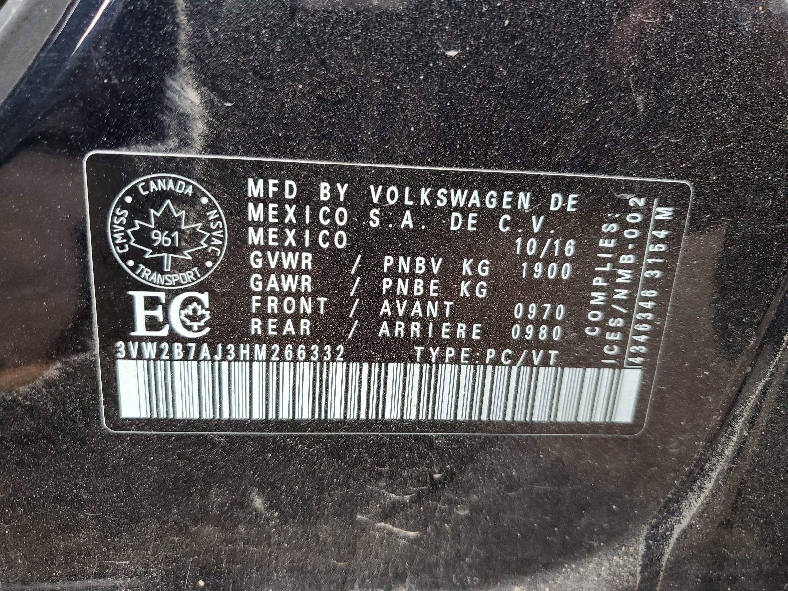 3VW2B7AJ3HM266332 2017 Volkswagen Jetta S