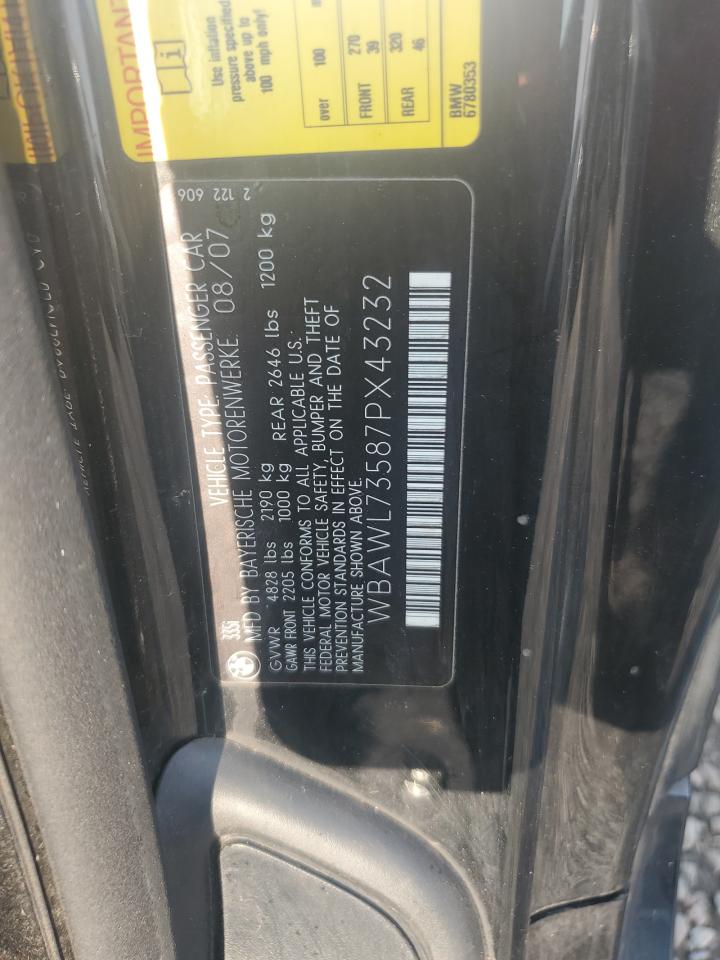 2007 BMW 335 I VIN: WBAWL73587PX43232 Lot: 66568694