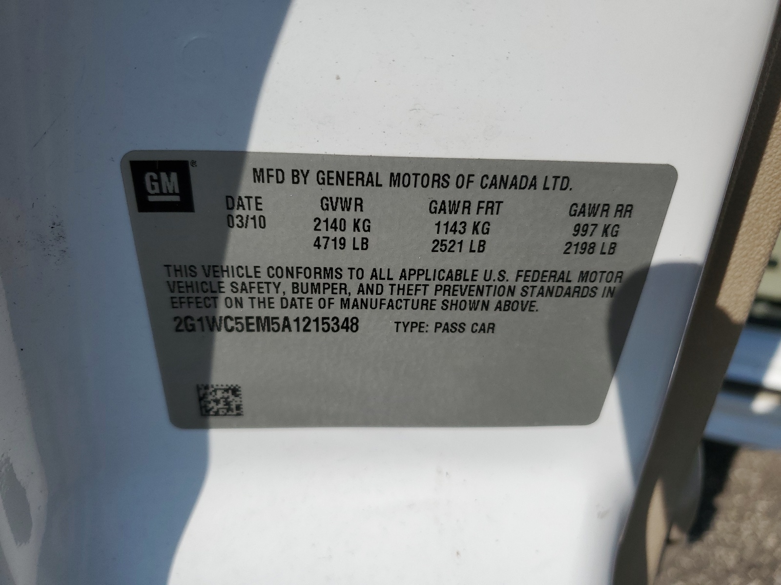 2G1WC5EM5A1215348 2010 Chevrolet Impala Ltz