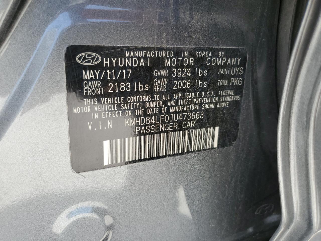 2018 Hyundai Elantra Sel VIN: KMHD84LF0JU473663 Lot: 65757834