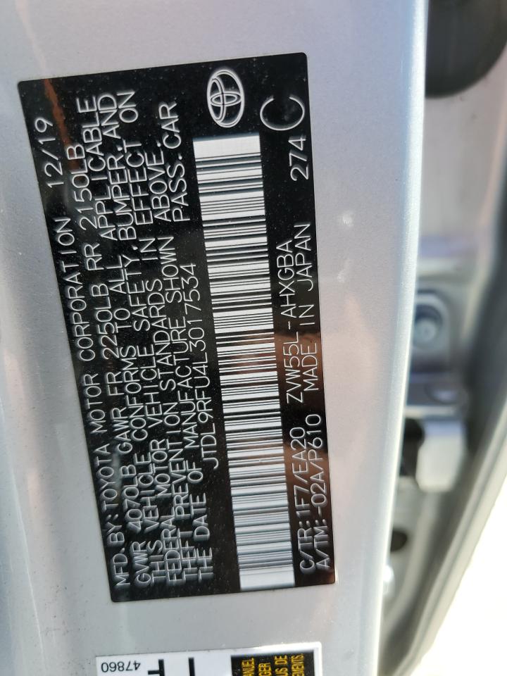 2020 Toyota Prius Le VIN: JTDL9RFU4L3017534 Lot: 68770864