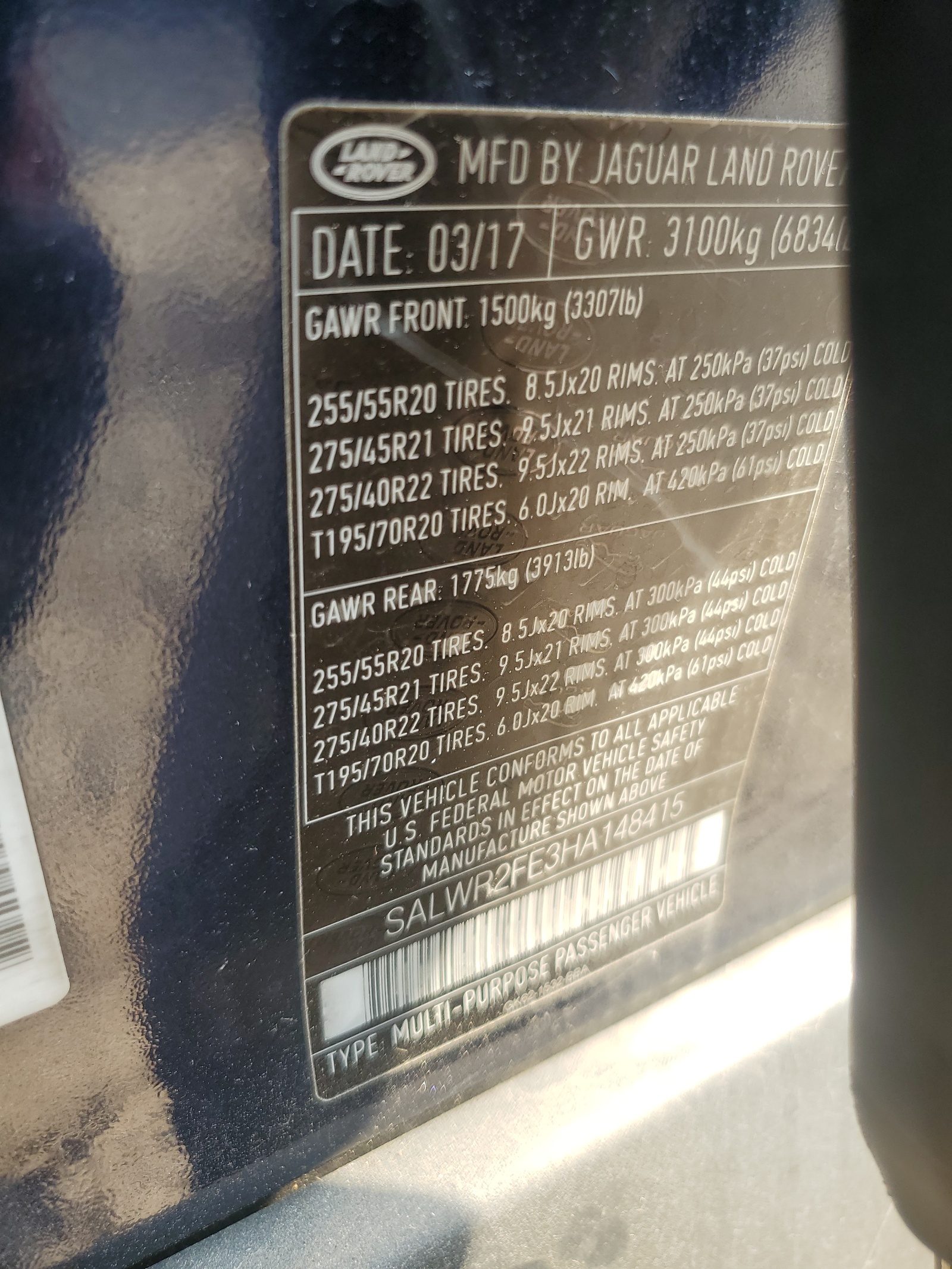 SALWR2FE3HA148415 2017 Land Rover Range Rover Sport Sc