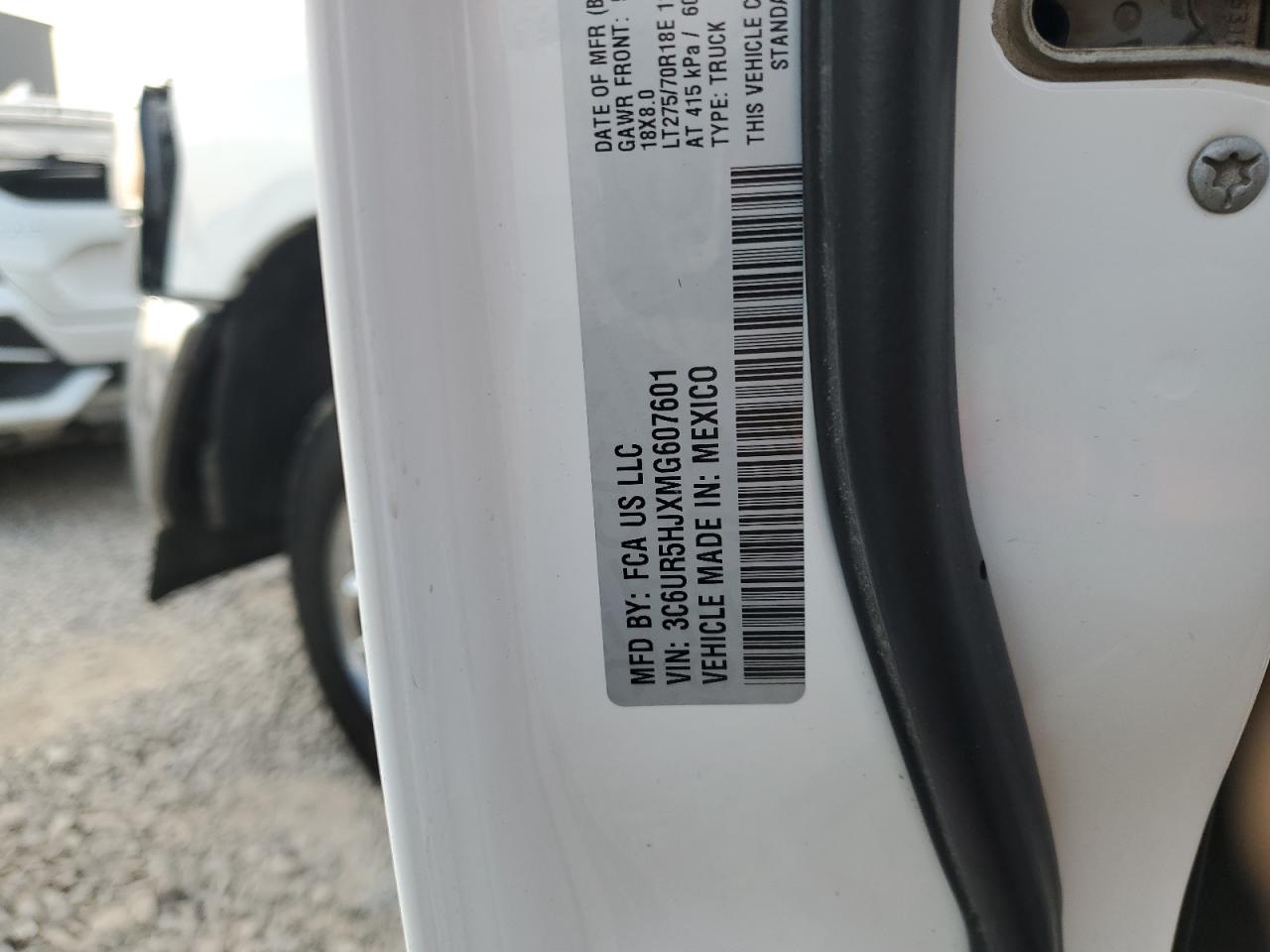 2021 Ram 2500 Tradesman VIN: 3C6UR5HJXMG607601 Lot: 66101514