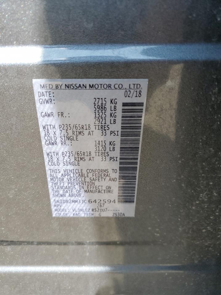 5N1DR2MM3JC642594 2018 Nissan Pathfinder S